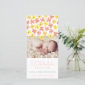 ピンクイエローデイジーベビーガール誕生のお知らせ 案内状 (スタンド正面)