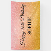 ピンクイエローバースデーパーティーグリッター 横断幕 (縦)