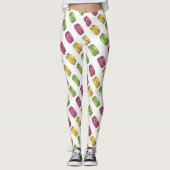 ピンクイエローパステルフランスのマカロンマカロンクッキー レギンス (正面)