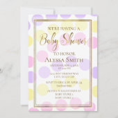 ピンクイエローパープルパステルガールシャワー招待状 招待状 (正面)