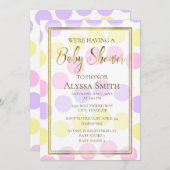 ピンクイエローパープルパステルガールシャワー招待状 招待状 (正面/裏面)