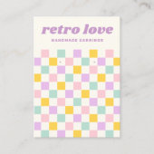 ピンクイエローパープルブルーチェッカーボードイヤリングカード 名刺 (正面)