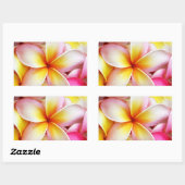 ピンクイエローパープルプルメリアフランジパニ花 長方形シール (シート)