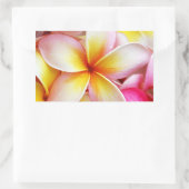 ピンクイエローパープルプルメリアフランジパニ花 長方形シール (バッグ)