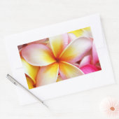 ピンクイエローパープルプルメリアフランジパニ花 長方形シール (封筒)