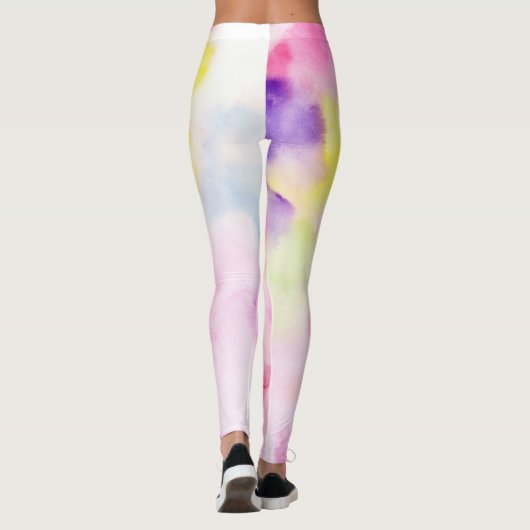 ピンクイエローパープル絞り染め平和 レギンス (裏面)