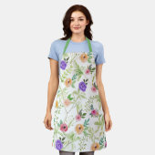 ピンクイエローピンクパープルフローラ緑 エプロン (着用した状態)