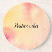 ピンクイエローピーチ絞り染め コースター (正面)