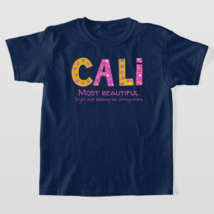 ピンクイエローフラワースターの意味でのカリー名 Tシャツ