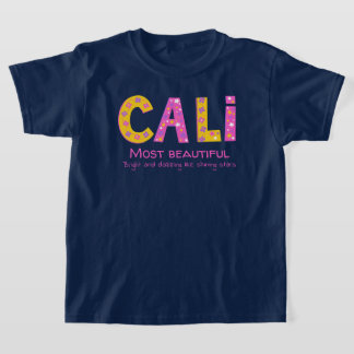 ピンクイエローフラワースターの意味でのカリー名 Tシャツ