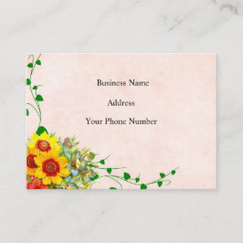 ピンクイエローフローラガーデニング 名刺