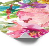 ピンクイエローフローラグリッター50th誕生日へようこそ ポスター (角)