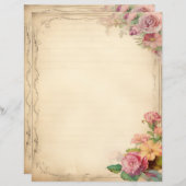 ピンクイエローフローラジャンクジャーナルアンティーク文房具 (正面/裏面)