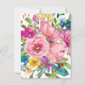 ピンクイエローフローラスクリプトカップルのブライダルシャワー 招待状 (裏面)