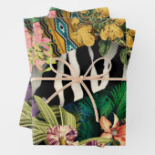 ピンクイエローフローラゼブラインディアンプリントパターン ラッピングペーパーシート (インサイチュ)