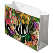 ピンクイエローフローラゼブラインディアンプリントパターン ラージペーパーバッグ (裏面アングル)