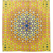 ピンクイエローフローラ抽象芸術 シャワーカーテン (正面)