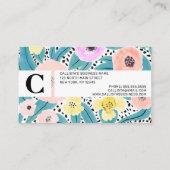 ピンクイエローフローラ水玉模様水彩モノグラム 名刺 (裏面)