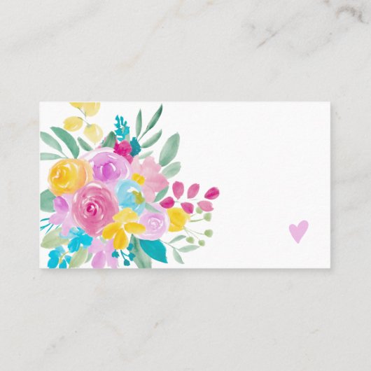 ピンクイエローフローラ水色シックなオーダ感謝していーユー 名刺 (裏面)