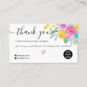 ピンクイエローフローラ水色シックなオーダ感謝していーユー 名刺 (正面)