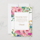 ピンクイエローフローラ誕生日ありがとう サンキューカード (正面)