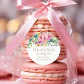 ピンクイエローフローラ誕生日ありがとう ラウンドシール