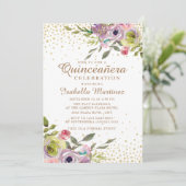 ピンクイエローフローラ金ゴールドグリッターキンセアニラ 招待状 (スタンド正面)