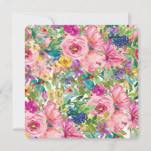 ピンクイエローフローラ金ゴールドグリッターベビーシャワー 招待状 (裏面)