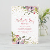 ピンクイエローフローラ金ゴールドグリッターマザーズデイブランチ 招待状 (スタンド正面)