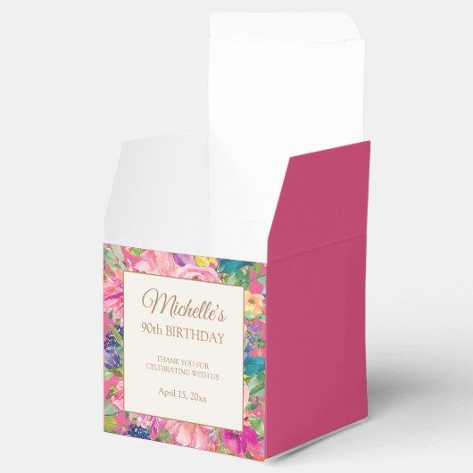 ピンクイエローフローラ90誕生日 フェイバーボックス (オープン)