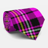 ピンクイエローブラックとホワイトプレイドタイ ネクタイ (ロール)