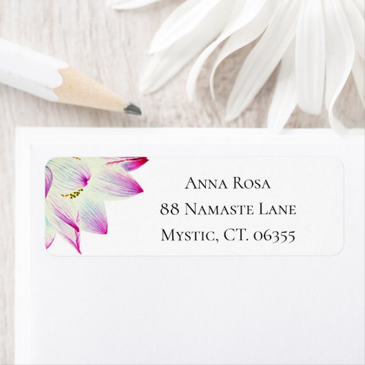 *~*ピンクイエローブルーウォーターカラーロータス ラベル (インサイチュ)