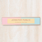 ピンクイエローブルーエレガントテンプレートモダンバラ金ゴールド サインプレート (正面)