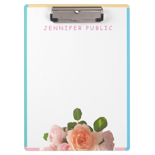 ピンクイエローブルーグリーンウォーターバラテンプレート クリップボード (正面)
