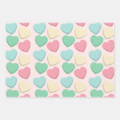 ピンクイエローブルーグリーンハートパターン ラッピングペーパーシート (正面3)