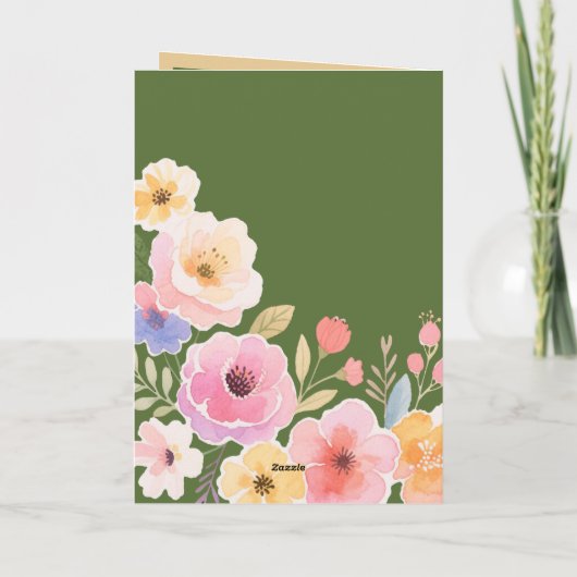 ピンクイエローブルーグリーンフラワーシスター誕生日 カード (裏面)