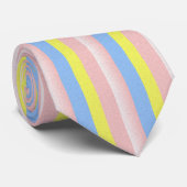 ピンクイエローブルーストライプのタイ ネクタイ (ロール)