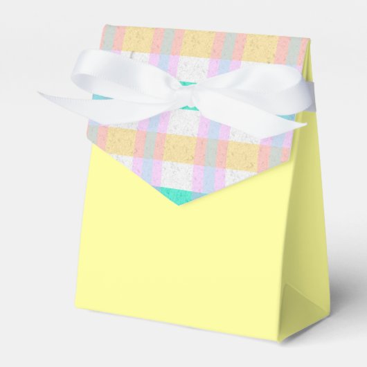 ピンクイエローブルーターコイズ紫色の格子模様 フェイバーボックス (正面サイド)