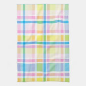 ピンクイエローブルータータンチェックパターンアクセサリートレンディー キッチンタオル (縦)