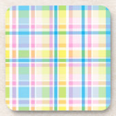 ピンクイエローブルータータンチェックパターンアクセサリートレンディー コースター (正面)