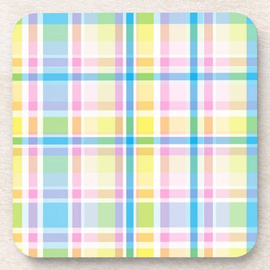 ピンクイエローブルータータンチェックパターンアクセサリートレンディー コースター (正面)