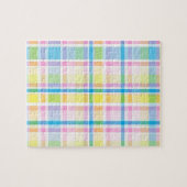 ピンクイエローブルータータンチェックパターンアクセサリートレンディー ジグソーパズル (横)