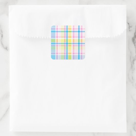 ピンクイエローブルータータンチェックパターンアクセサリートレンディー スクエアシール (バッグ)