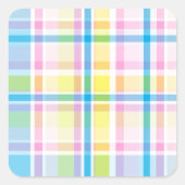 ピンクイエローブルータータンチェックパターンアクセサリートレンディー スクエアシール (正面)