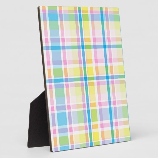 ピンクイエローブルータータンチェックパターンアクセサリートレンディー フォトプラーク (側面)