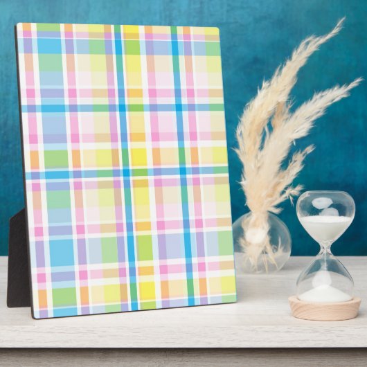 ピンクイエローブルータータンチェックパターンアクセサリートレンディー フォトプラーク (側面)