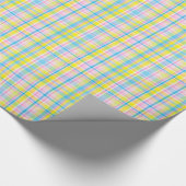 ピンクイエローブルータータンチェックパターンアクセサリートレンディー ラッピングペーパー (角)