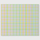 ピンクイエローブルータータンチェックパターンアクセサリートレンディー ラッピングペーパー (フラット)