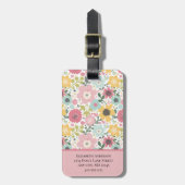 ピンクイエローブルーフェミニンフローラ ラゲッジタグ (正面縦)
