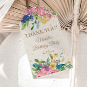 ピンクイエローブルーフローラ誕生日ありがとう ギフトタグ
